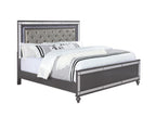 B1670 4 pc Refino grey metallic wood finish wood queen bedroom set with led accents