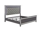 B1670 4 pc Refino grey metallic wood finish wood queen bedroom set with led accents