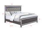B1670 4 pc Refino grey metallic wood finish wood queen bedroom set with led accents