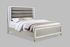 Cristian 4-Piece Champagne Padded Tufted Headboard Queen Bedroom Set with Mirror Accents – B1680