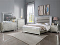 Cristian 4-Piece Champagne Padded Tufted Headboard Queen Bedroom Set with Mirror Accents – B1680