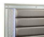 Cristian 4-Piece Champagne Padded Tufted Headboard Queen Bedroom Set with Mirror Accents – B1680