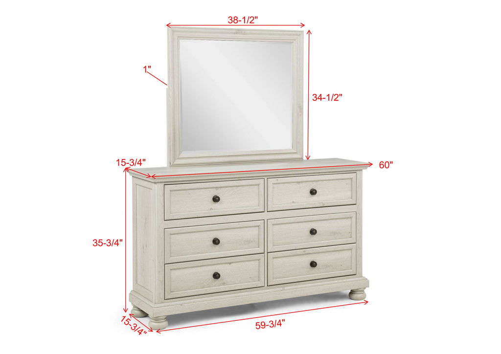 Claribelle 4-Piece Warm Off White Queen Bedroom Set with Footboard Drawers – B1820