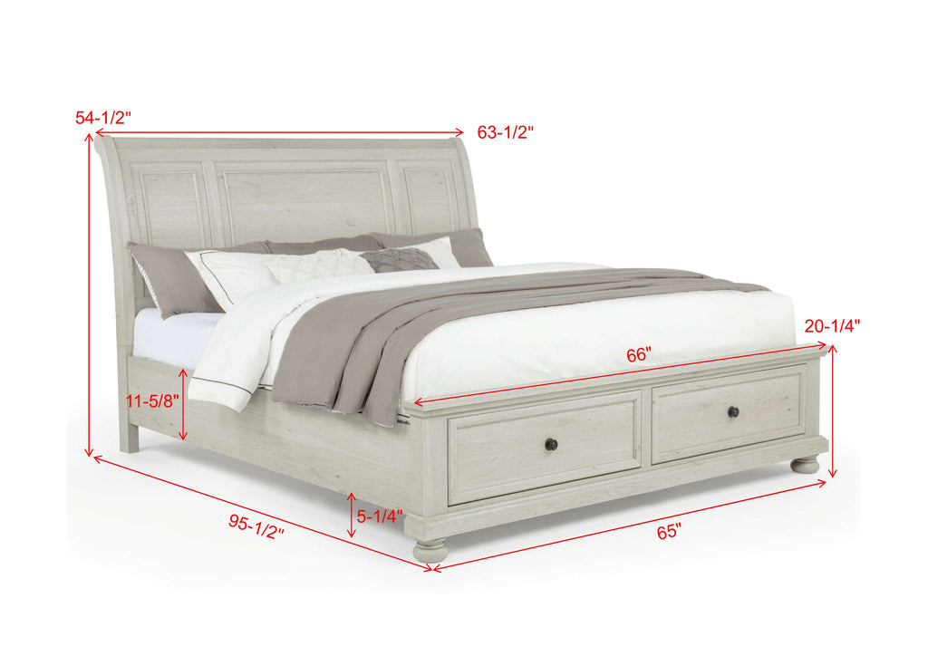 Claribelle 4-Piece Warm Off White Queen Bedroom Set with Footboard Drawers – B1820