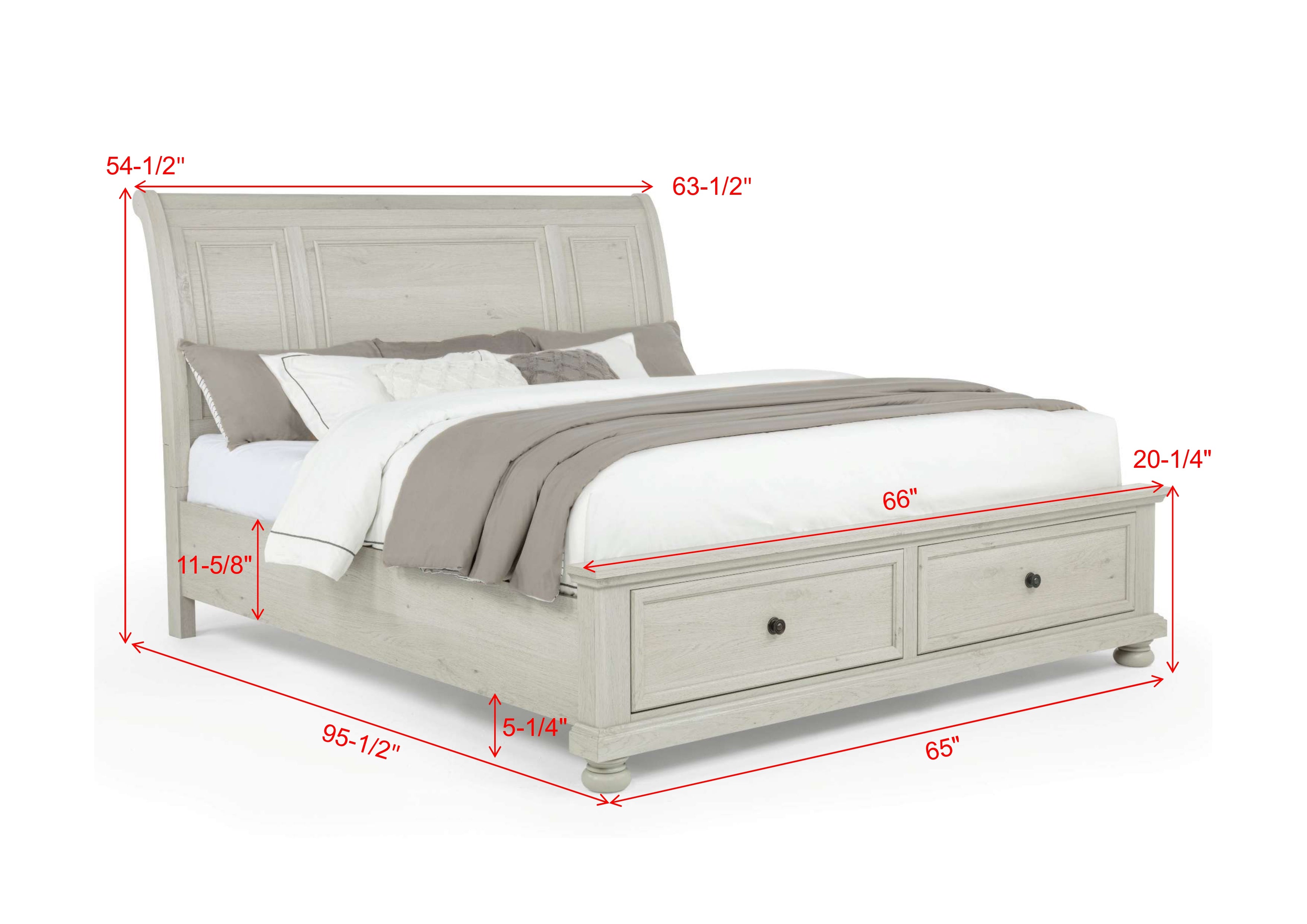 Claribelle 4-Piece Warm Off White Queen Bedroom Set with Footboard Drawers – B1820