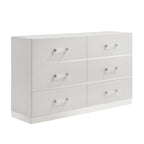 Europa Modern White Dresser with Silver Accents | Europa