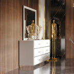 Europa Modern White Dresser with Silver Accents | Europa