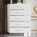 Europa Modern White Tall Chest with Silver Accents | Europa