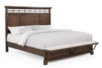 Beckett 4-Piece Rustic Brown Wood Poster Queen Bedroom Set with Footboard Bench – B1950