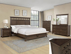 Beckett 4-Piece Rustic Brown Wood Poster Queen Bedroom Set with Footboard Bench – B1950
