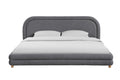 Best Quality Grey Teddy Bouclé Queen Platform Bed with Natural Wood-Tone Legs – B20-Q