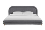 Best Quality Grey Teddy Bouclé Queen Platform Bed with Natural Wood-Tone Legs – B20-Q