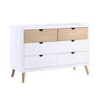 B2012-5 Harriett bee asker white and natural finish wood mid century modern 6 drawer dresser