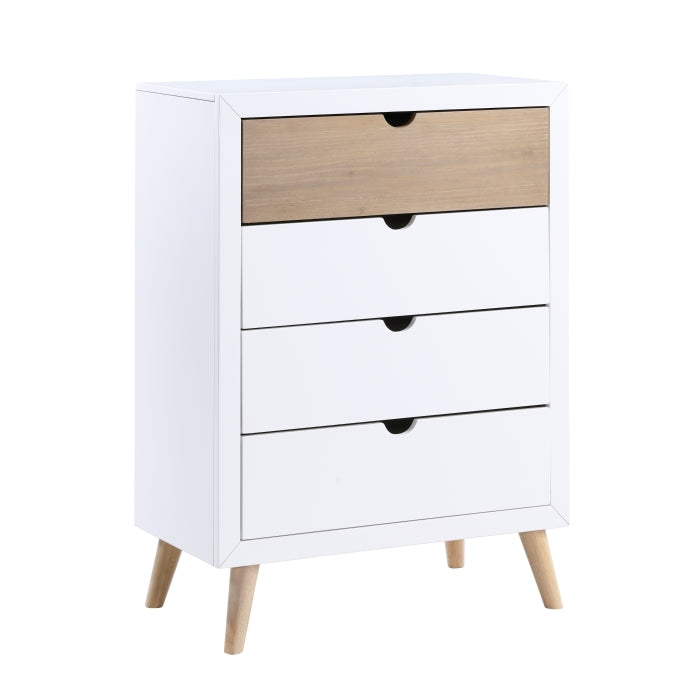 B2012-9 Harriett bee asker white and natural finish wood mid century modern 4 drawer tall chest