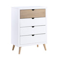 B2012-9 Harriett bee asker white and natural finish wood mid century modern 4 drawer tall chest