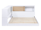 B2012BCF-1BC Harriett bee asker white finish wood full size low rise day bed with bookcase headboards USB plugs