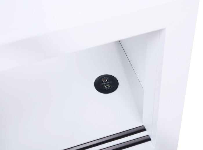 B2012BCF-1BC Harriett bee asker white finish wood full size low rise day bed with bookcase headboards USB plugs