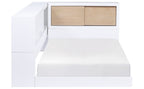 B2012BCT-1BC Harriett bee asker white finish wood twin size low rise day bed with bookcase headboards USB plugs