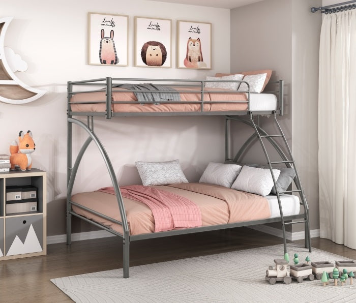 B2020GYTF-1 Harriett bee bailey grey metal twin over full 3" tube arched top bunk bed