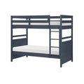 B2024BU-1 Sloane navy blue finish wood twin over twin bunk bed set panel headboard and footboard