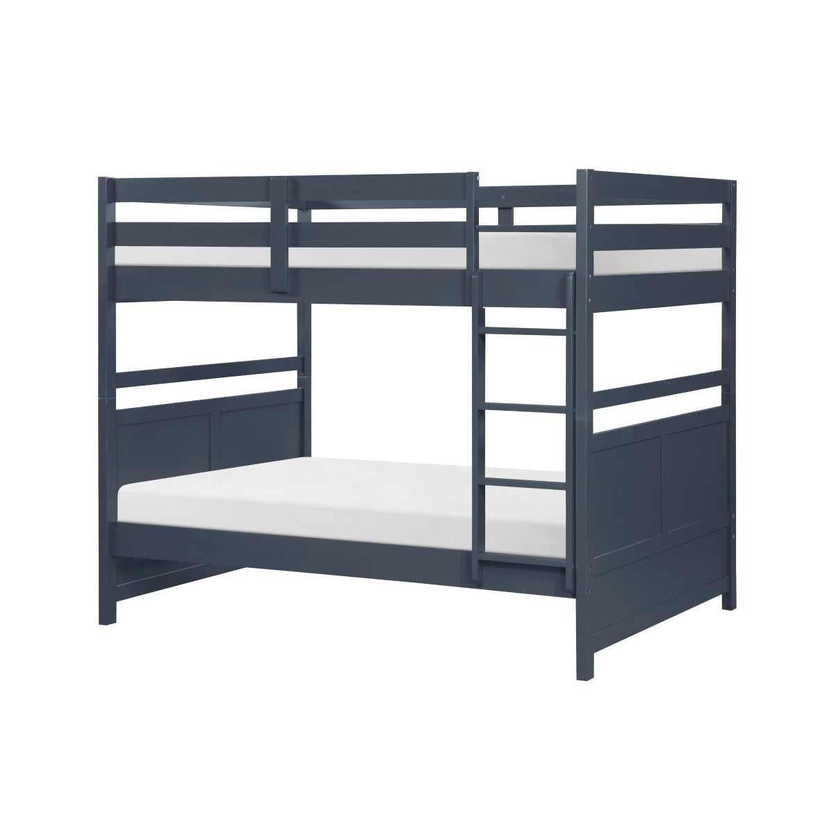 B2024BUFF-1 Sloane navy blue finish wood full over full bunk bed set panel headboard and footboard