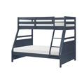 B2024BUTF-1 Sloane navy blue finish wood twin over full bunk bed set panel headboard and footboard