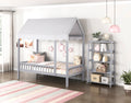Homelegance B2024GYCP-1 Sloane light grey finish wood cottage style twin bed with fabric canopy