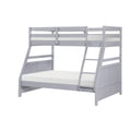 B2024GYTF-1 Sloane light grey finish wood twin over full bunk bed set panel headboard and footboard