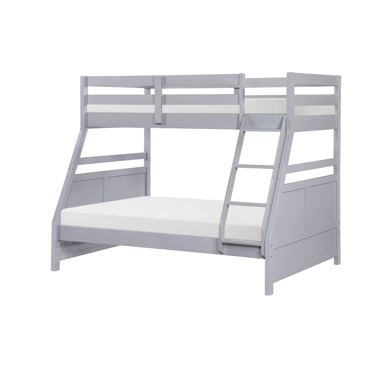 B2024GYTF-1 Sloane light grey finish wood twin over full bunk bed set panel headboard and footboard