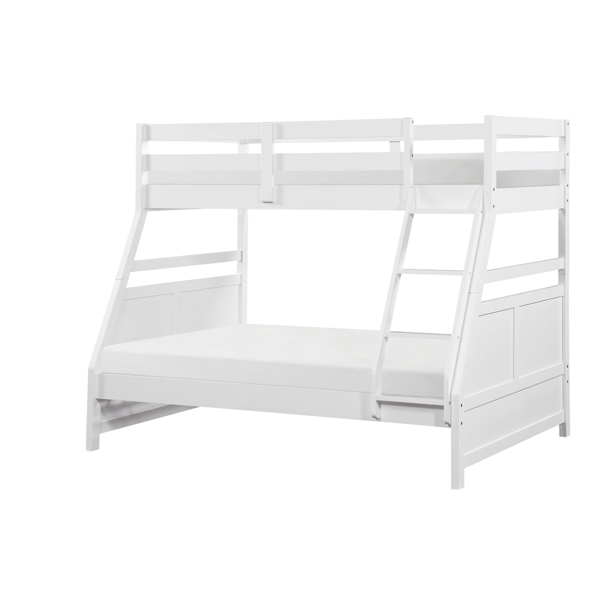 B2024WHTF-1 Sloane white finish wood twin over full bunk bed set panel headboard and footboard
