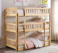 B2043TTT-1 Harriett bee lomas natural pine finish wood triple twin over twin over twin bunk bed set