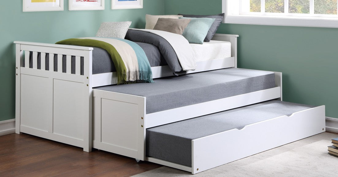 B2053RTW-1R Darby home co orion white finish wood day bed with double pull out trundle