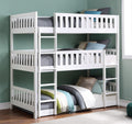 B2053TTTW-1 Harriett bee lomas white finish wood triple twin over twin over twin bunk bed set