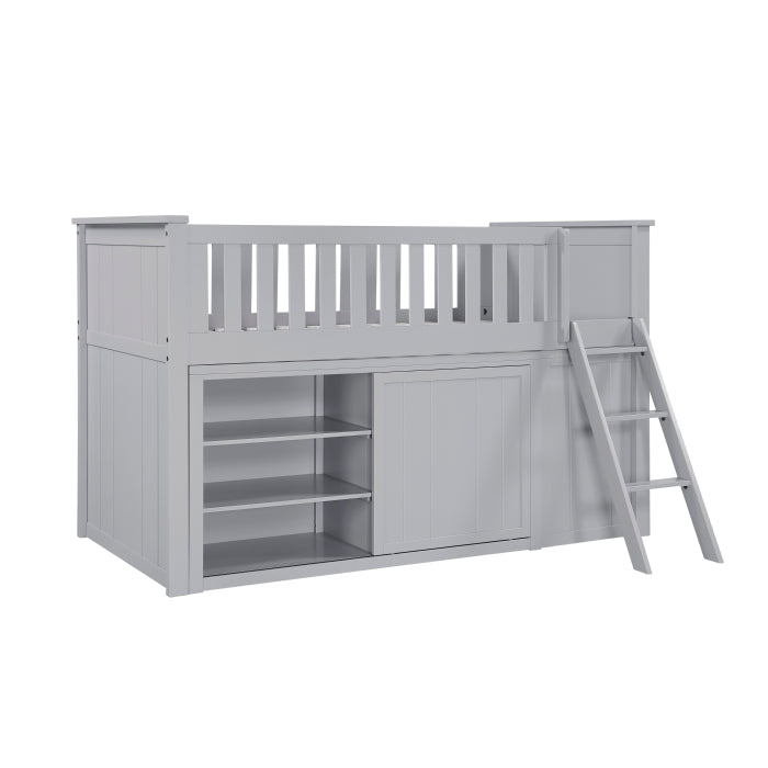 Homelegance Bartly Twin Low Loft Bed with Dresser & Bookcase Grey – B2063LL-1-BCDR