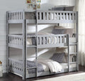 B2063TTTW-1 Harriett bee lomas gray finish wood triple twin over twin over twin bunk bed set