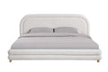 Best Quality Beige Teddy Bouclé Queen Platform Bed with Natural Wood-Tone Legs – B21-Q