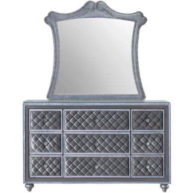 Cameo 4-Piece Gray Velvet Tufted Queen Bedroom Set – B2100