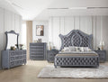 Cameo 4-Piece Gray Velvet Tufted Queen Bedroom Set – B2100