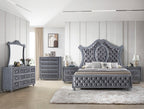 Cameo 4-Piece Gray Velvet Tufted Queen Bedroom Set – B2100