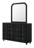 Armany 4-Piece Black Velvet Silver Accent Wing Back Queen Bedroom Set – B2300