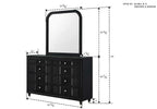 Armany 4-Piece Black Velvet Silver Accent Wing Back Queen Bedroom Set – B2300