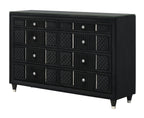 Armany 4-Piece Black Velvet Silver Accent Wing Back Queen Bedroom Set – B2300