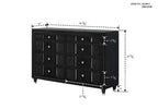 Armany 4-Piece Black Velvet Silver Accent Wing Back Queen Bedroom Set – B2300