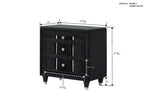 Armany 4-Piece Black Velvet Silver Accent Wing Back Queen Bedroom Set – B2300