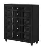 Armany 4-Piece Black Velvet Silver Accent Wing Back Queen Bedroom Set – B2300