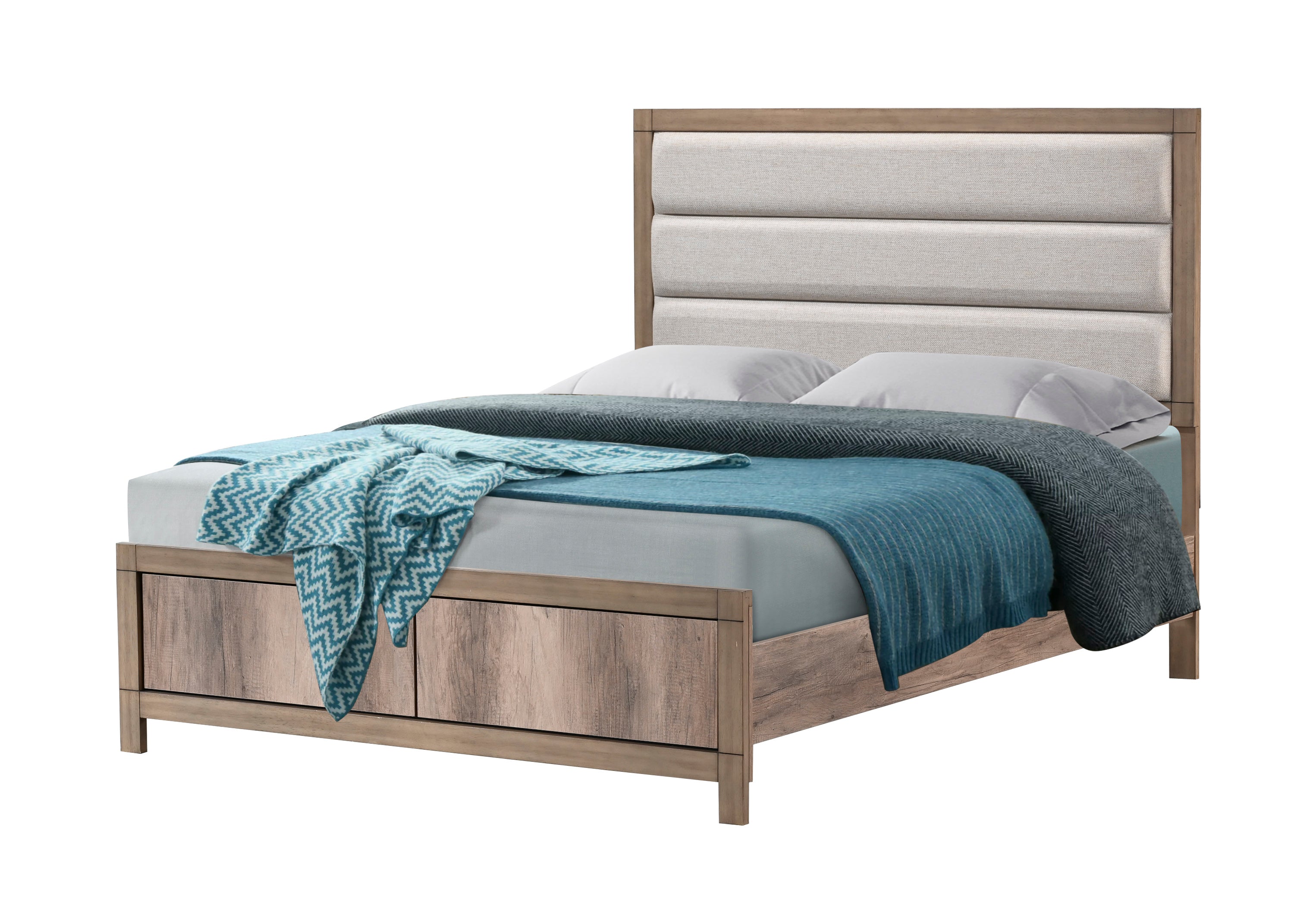 B3202 4 pc Matteo weathered grey finish wood panel look wood grain queen bedroom set