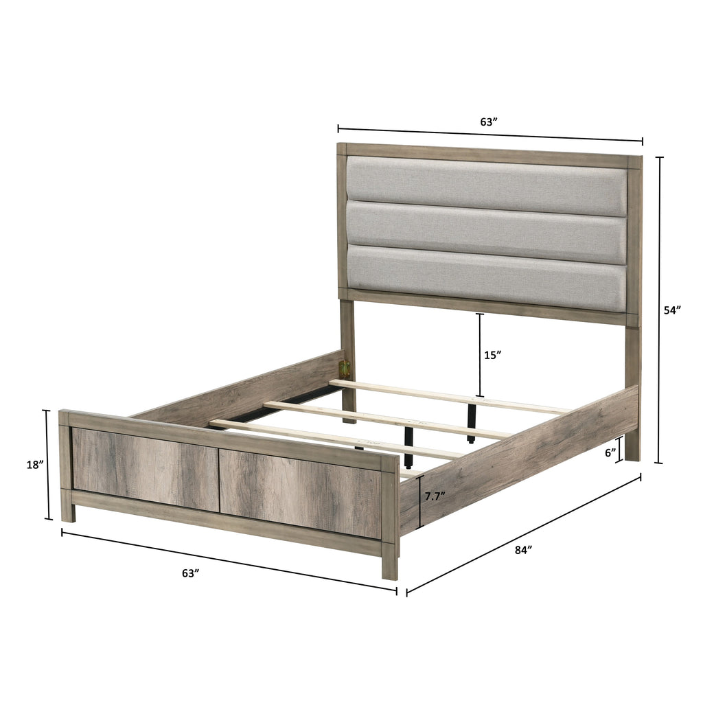 Matteo 4-Piece Weathered Grey Wood Panel Grain Queen Bedroom Set – B3202