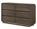 Kinkaid 4-Piece Brown Wood Ribbed Accent Headboard Queen Bedroom Set – B3500