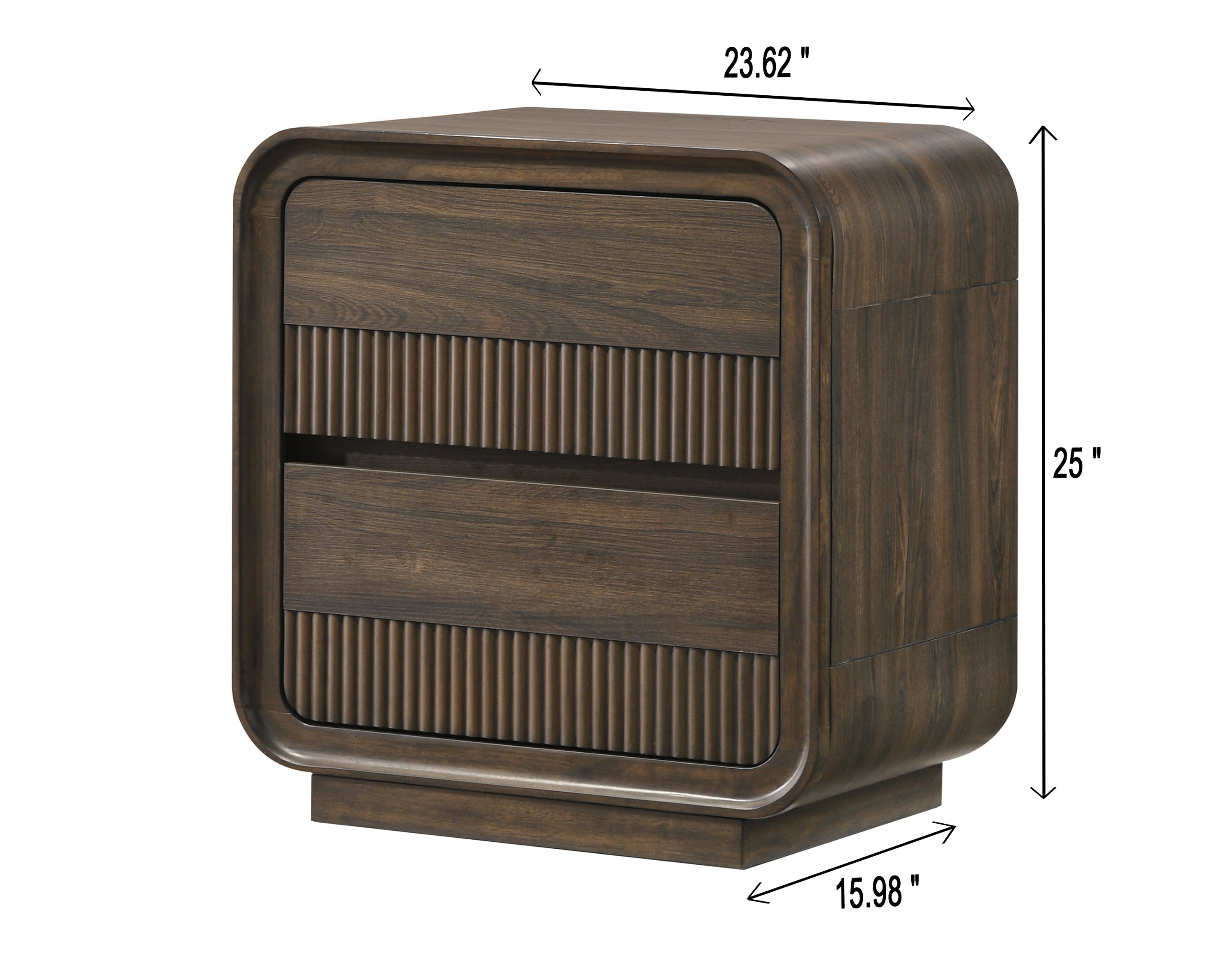 Kinkaid 4-Piece Brown Wood Ribbed Accent Headboard Queen Bedroom Set – B3500