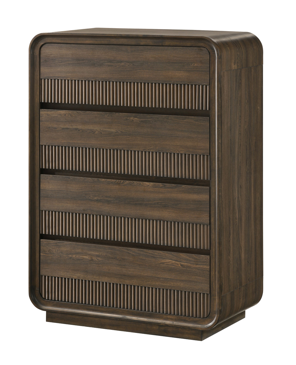 Kinkaid 4-Piece Brown Wood Ribbed Accent Headboard Queen Bedroom Set – B3500